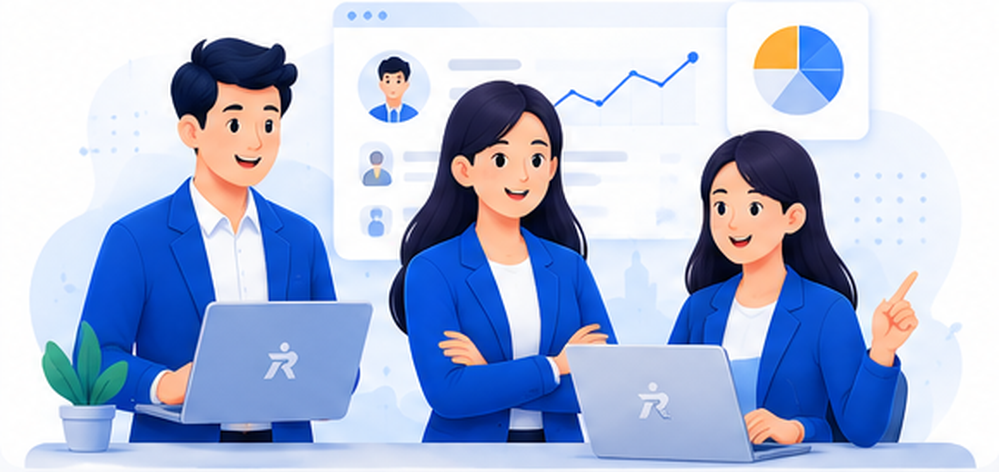 Ilustrasi tim HR menggunakan Rekruteen
